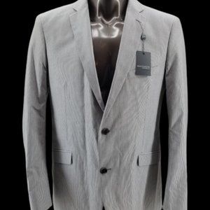 Madison Mens Modern Fit Sport Coat Blazer Navy Blue Pinstripes Paisley 42L